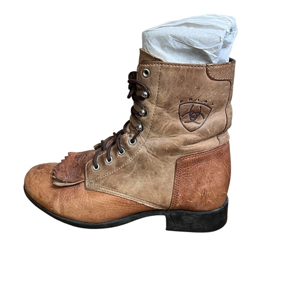 Ariat Heritage II Lacer Brown Leather Boots Kiltie Sz 6.5 Women Riding Booties - Picture 6 of 14